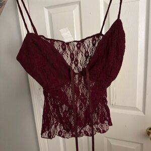 Windsor Deep Red Lace Top
